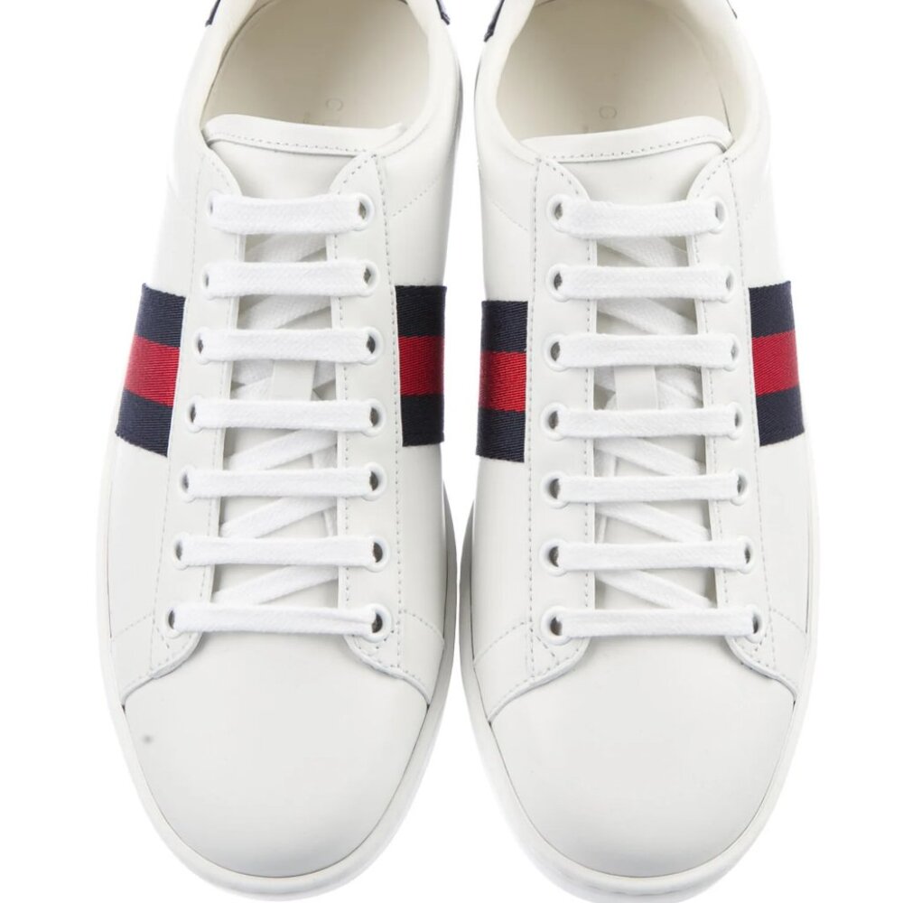 Gucci Web Accent Leather Sneakers Women's Size: 7.5 | EU 37.5